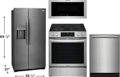 4 Piece Package Includes Refrigerator, Range, Microwave And Dishwasher