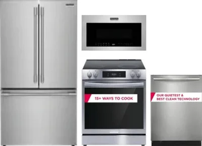 4 Piece Package Includes Refrigerator, Range, Microwave And Dishwasher