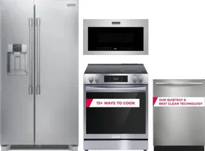 4 Piece Package Includes Refrigerator, Range, Microwave And Dishwasher