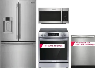 4 Piece Package Includes Refrigerator, Range, Microwave And Dishwasher