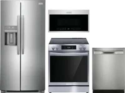 4 Piece Package Includes Refrigerator, Range, Microwave And Dishwasher