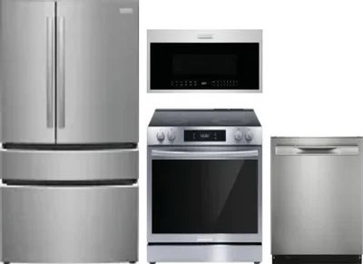 4 Piece Package Includes Refrigerator, Range, Microwave And Dishwasher