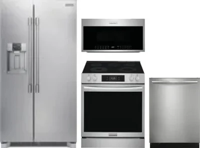 4 Piece Package Includes Refrigerator, Range, Microwave And Dishwasher