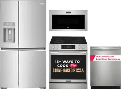 4 Piece Package Includes Refrigerator, Range, Microwave And Dishwasher