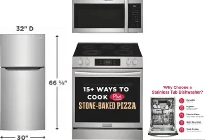 4 Piece Package Includes Refrigerator, Range, Microwave And Dishwasher