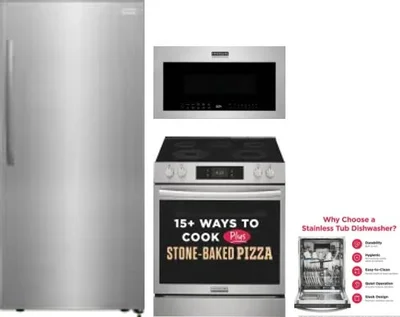4 Piece Package Includes Refrigerator, Range, Microwave And Dishwasher