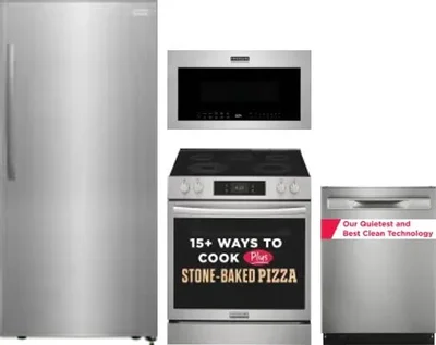 4 Piece Package Includes Refrigerator, Range, Microwave And Dishwasher
