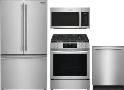 4 Piece Package Includes Refrigerator, Range, Microwave And Dishwasher