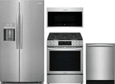 4 Piece Package Includes Refrigerator, Range, Microwave And Dishwasher