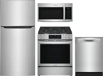 4 Piece Package Includes Refrigerator, Range, Microwave And Dishwasher