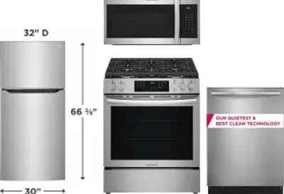 4 Piece Package Includes Refrigerator, Range, Microwave And Dishwasher