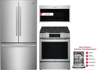 4 Piece Package Includes Refrigerator, Range, Microwave And Dishwasher