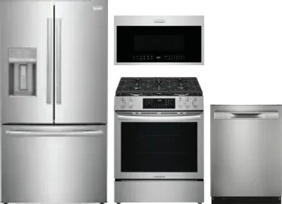4 Piece Package Includes Refrigerator, Range, Microwave And Dishwasher