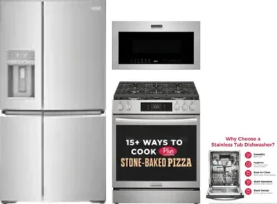 4 Piece Package Includes Refrigerator, Range, Microwave And Dishwasher