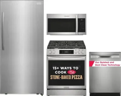 4 Piece Package Includes Refrigerator, Range, Microwave And Dishwasher