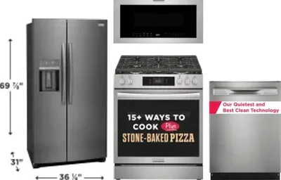 4 Piece Package Includes Refrigerator, Range, Microwave And Dishwasher