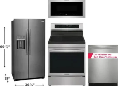 4 Piece Package Includes Refrigerator, Range, Microwave And Dishwasher