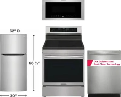4 Piece Package Includes Refrigerator, Range, Microwave And Dishwasher