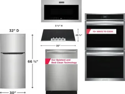 5 Piece Package Includes Refrigerator, Cooktop, Wall Oven, Microwave And Dishwasher