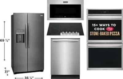 5 Piece Package Includes Refrigerator, Cooktop, Wall Oven, Microwave And Dishwasher