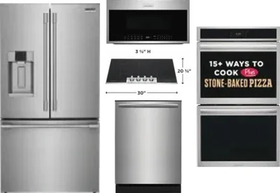 5 Piece Package Includes Refrigerator, Cooktop, Wall Oven, Microwave And Dishwasher