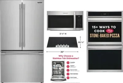 5 Piece Package Includes Refrigerator, Cooktop, Wall Oven, Microwave And Dishwasher