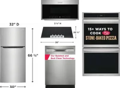 5 Piece Package Includes Refrigerator, Cooktop, Wall Oven, Microwave And Dishwasher