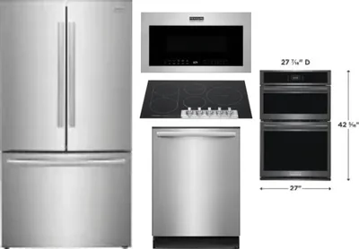 5 Piece Package Includes Refrigerator, Cooktop, Wall Oven, Microwave And Dishwasher