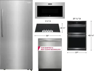 5 Piece Package Includes Refrigerator, Cooktop, Wall Oven, Microwave And Dishwasher