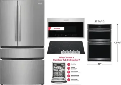 5 Piece Package Includes Refrigerator, Cooktop, Wall Oven, Microwave And Dishwasher