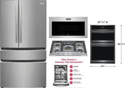 5 Piece Package Includes Refrigerator, Cooktop, Wall Oven, Microwave And Dishwasher