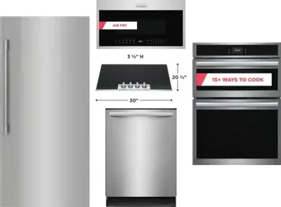 5 Piece Package Includes Refrigerator, Cooktop, Wall Oven, Microwave And Dishwasher