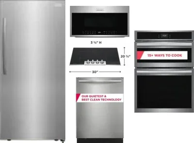 5 Piece Package Includes Refrigerator, Cooktop, Wall Oven, Microwave And Dishwasher