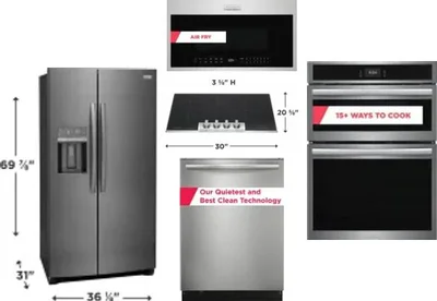 5 Piece Package Includes Refrigerator, Cooktop, Wall Oven, Microwave And Dishwasher