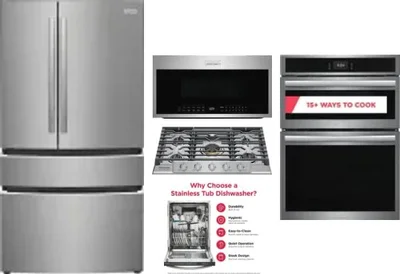 5 Piece Package Includes Refrigerator, Cooktop, Wall Oven, Microwave And Dishwasher