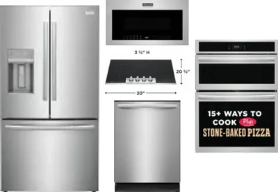 5 Piece Package Includes Refrigerator, Cooktop, Wall Oven, Microwave And Dishwasher