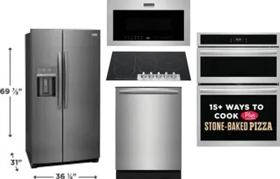 5 Piece Package Includes Refrigerator, Cooktop, Wall Oven, Microwave And Dishwasher