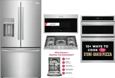 5 Piece Package Includes Refrigerator, Cooktop, Wall Oven, Microwave And Dishwasher