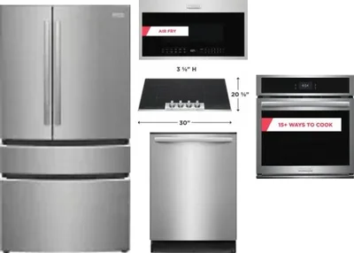 5 Piece Package Includes Refrigerator, Cooktop, Wall Oven, Microwave And Dishwasher