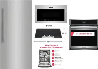 5 Piece Package Includes Refrigerator, Cooktop, Wall Oven, Microwave And Dishwasher