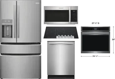 5 Piece Package Includes Refrigerator, Cooktop, Wall Oven, Microwave And Dishwasher