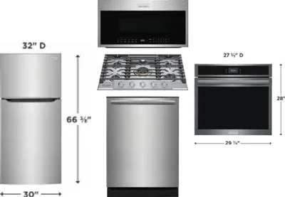 5 Piece Package Includes Refrigerator, Cooktop, Wall Oven, Microwave And Dishwasher