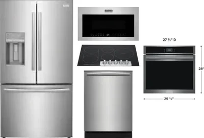 5 Piece Package Includes Refrigerator, Cooktop, Wall Oven, Microwave And Dishwasher