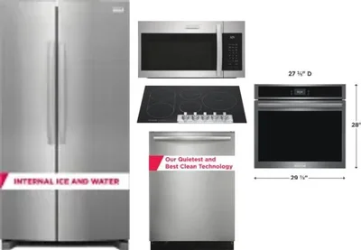 5 Piece Package Includes Refrigerator, Cooktop, Wall Oven, Microwave And Dishwasher