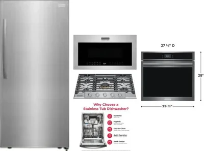 5 Piece Package Includes Refrigerator, Cooktop, Wall Oven, Microwave And Dishwasher