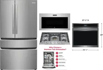 5 Piece Package Includes Refrigerator, Cooktop, Wall Oven, Microwave And Dishwasher