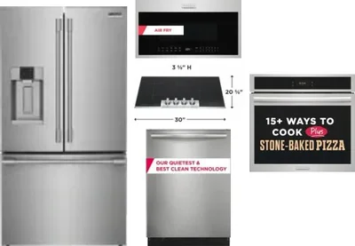 5 Piece Package Includes Refrigerator, Cooktop, Wall Oven, Microwave And Dishwasher