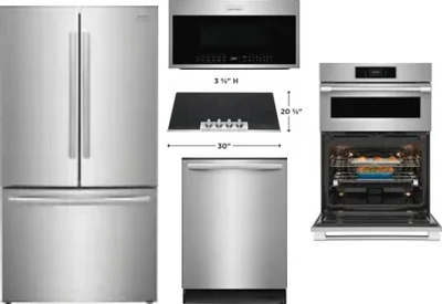 5 Piece Package Includes Refrigerator, Cooktop, Wall Oven, Microwave And Dishwasher