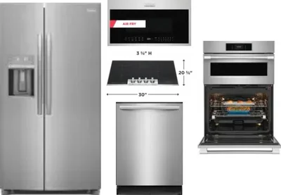 5 Piece Package Includes Refrigerator, Cooktop, Wall Oven, Microwave And Dishwasher