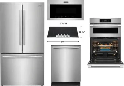 5 Piece Package Includes Refrigerator, Cooktop, Wall Oven, Microwave And Dishwasher